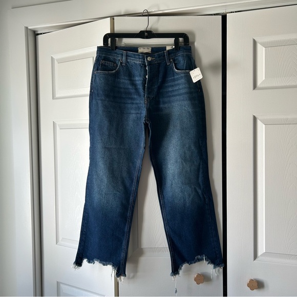 Free People Tapered Baggy Boyfriend High Rise Women's Blue Denim Jeans 29 NWT - Picture 1 of 7